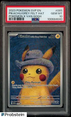 2023 Pokemon SVP EN Pokemon X Van Gogh #085 Pikachu with Grey Felt Hat PSA 10 - Image 1