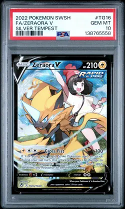 2022 POKEMON SWORD & SHIELD SILVER TEMPEST #TG16 FULL ART/ZERAORA V PSA 10 - Image 1