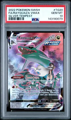 2022 POKEMON SWORD & SHIELD SILVER TEMPEST #TG20 FULL ART/RAYQUAZA VMAX PSA 10 - Image 1