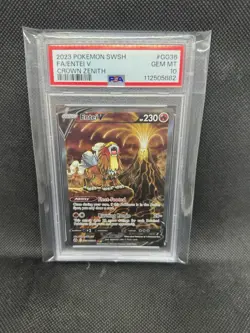 2023 POKEMON SWORD & SHIELD CROWN ZENITH #GG36 FULL ART ENTEI V PSA 10 - Image 1