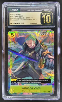 2025 ONE PIECE RORONOA ZORO ILLUSTRATION BOX PROMO OP07-113 CGC 10 PRISTINE A PT - Image 1