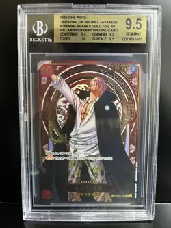 One Piece Shanks OP09-004 SP Carrying On His Will Gold Foil BGS 9.5 - Image 1