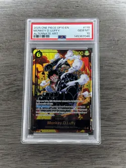 2025 ONE PIECE OP10-ROYAL BLOOD GEAR 4 ALTERNATE ART #118 MONKEY D. LUFFY PSA 10 - Image 1