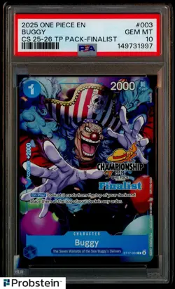 2025 One Piece EN CS 25-26 TP Pack #003 Buggy Finalist PSA 10 GEM MINT - Image 1