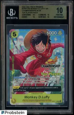 2025 One Piece EN Promos CS 25-26 TP Pack #109 Monkey D. Luffy Top Player BGS 10 - Image 1