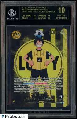 2025 BVB X ONE PIECE MATCH DAY PROMOS #003 MONKEY D. LUFFY BGS 10 BLACK LABEL - Image 1