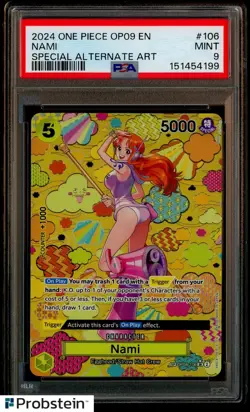 2024 One Piece OP09 EN #106 Nami SP Special Alternate Art PSA 9 - Image 1