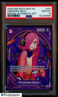 2026 ONE PIECE EB03 HEROINES EDITION #031 VINSMOKE REIJU SPECIAL ALT ART PSA 10 - Image 1