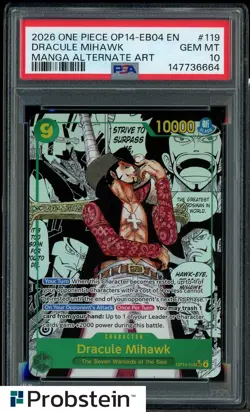 2026 One Piece OP14-EB04 EN Manga Alternate Art #119 Dracule Mihawk PSA 10 - Image 1