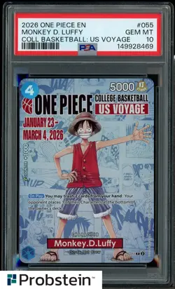 2026 One Piece EN College Basketball US Voyage #055 Monkey D Luffy PSA 10 - Image 1