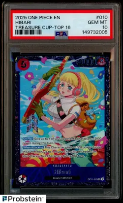 2025 One Piece EN Treasure Cup Top 16 #010 Hibari PSA 10 GEM MINT - Image 1