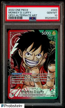 2022 One Piece OP-01 Alternate Art Wave 1 #003 Monkey D. Luffy Pre-Errata PSA 10 - Image 1