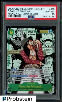 2026 One Piece OP14-EB04 EN Manga Alternate Art #119 Dracule Mihawk PSA 10 - Image 1