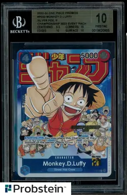 2022-24 One Piece Promos P033 Monkey D. Luffy Silver Foil Championship BGS 10 - Image 1