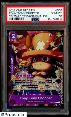 2025 One Piece EN CS 25-26 TP Pack #066 Tony Tony Chopper Finalist PSA 10 GEM MT - Image 1