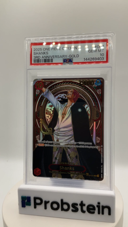 2025 One Piece OP13 ENGLISH 3rd Anniversary Gold #004 Shanks PSA 10 GEM MINT - Image 2