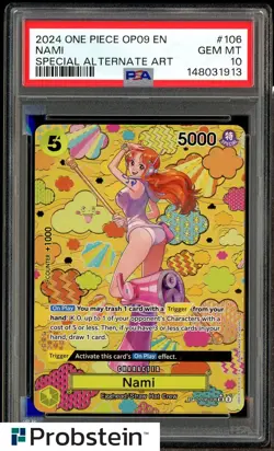 2024 One Piece OP09 EN Special Alternate Art #106 Nami PSA 10 GEM MINT - Image 1