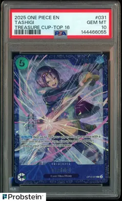 2025 One Piece EN Treasure Cup Top 16 #031 Tashigi PSA 10 GEM MINT - Image 1