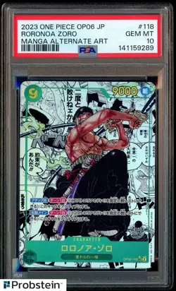 PSA 10 Roronoa Zoro Manga 2024 One Piece OP06 Alternate Art #118 Japanese - Image 1