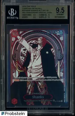 2025 One Piece OP-13 EN 3rd Anniversary Silver #004 Shanks BGS 9.5 GEM MINT - Image 1