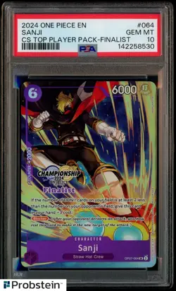 2024 One Piece EN CS Top Player Pack Finalist #064 Sanji PSA 10 GEM MINT - Image 1