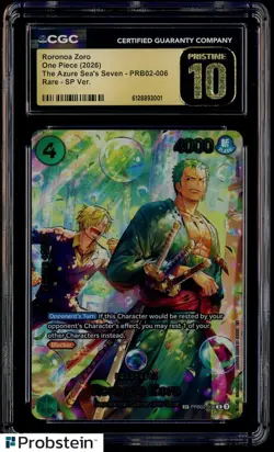 One Piece TCG Roronoa Zoro SP PRB02-006 CGC Pristine 10 - Image 1