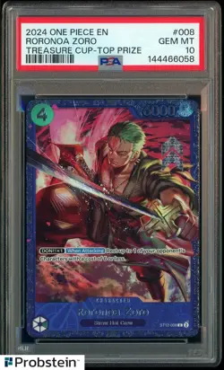 2024 One Piece EN Treasure Cup Top Prize #008 Roronoa Zoro PSA 10 GEM MINT - Image 1