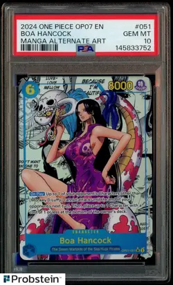 2024 One Piece OP07 Manga Alternate Art #051 Boa Hancock PSA 10 GEM MINT - Image 1