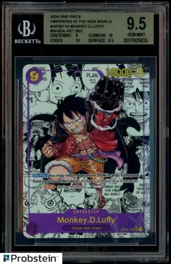 2024 One Piece EN OP09 Manga Alternate Art #119 Monkey D Luffy BGS 9.5 GEM MINT - Image 1
