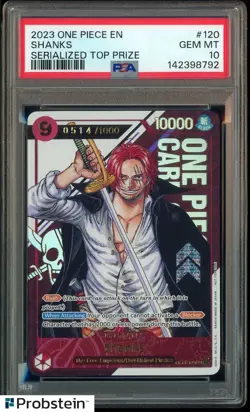 2023 One Piece Promo Serialized Top Prize #120 Shanks 0514/1000 PSA 10 GEM MINT - Image 1