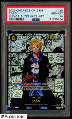 2025 One Piece OP13 EN Manga Alternate Art #120 Sabo PSA 10 GEM MINT - Image 1