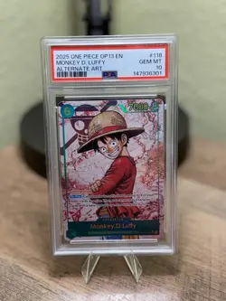 One Piece Monkey D. Luffy OP13-118 Alternate Art PSA 10 Gem Mint Alt Art - Image 1