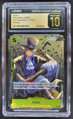 2026 ONE PIECE SABO TIN PACK VOL.2 PROMO CGC 10 PRISTINE A PT - Image 1