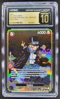 2025 ONE PIECE SABO SUPER RARE JP 2ND ANNIV SET OP04-083 CGC 10 PRISTINE A PT - Image 1
