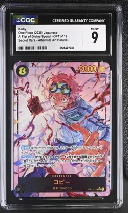 CGC 9 One Piece Koby SEC OP11-119 Alt Art SEC A Fist of Divine Speed Jpn - Image 1