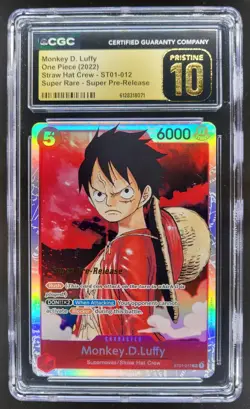 2022 ONE PIECE MONKEY D. LUFFY SUPER RARE ST01-012 CGC 10 PRISTINE A PT - Image 1