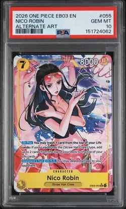 2026 ONE PIECE EB03-ONE PIECE HEROINES EDITION ALT ART #055 NICO ROBIN PSA 10 - Image 1