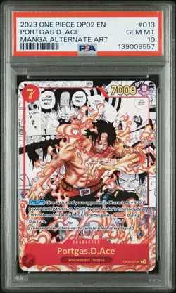 2023 One Piece Portgas D. Ace OP02 Manga Alt Art #013 PSA 10 - Image 1