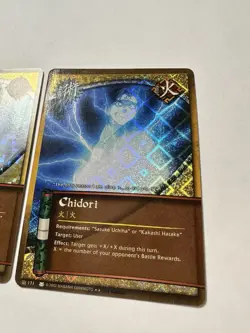 1st Edition Naruto CCG Chidori #US065 & 171 2 Card Set Wavy & Diamond Holo NM - Image 2