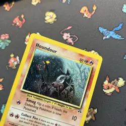 Houndour 5/75 MP/PL -Vintage Holo Rare Pokemon Card- Neo Discovery *SWIRL* (8q) - Image 1