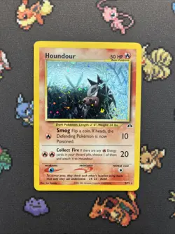 Houndour 5/75 MP/PL -Vintage Holo Rare Pokemon Card- Neo Discovery *SWIRL* (8q) - Image 2