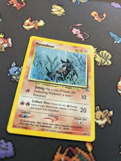 Houndour 5/75 MP/PL -Vintage Holo Rare Pokemon Card- Neo Discovery *SWIRL* (8q) - Image 3
