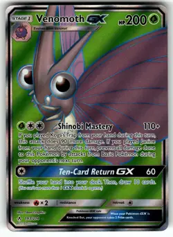 Venomoth GX (Full Art) 193/214 SM - Unbroken Bonds NM Pokemon Card TCG - Image 1