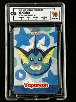 2025 Vaporeon CG Pristine 10 Card Database Lets Go Eevee CGC PSA Pokemon - Image 1