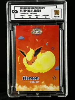 2025 SLEEPING Flareon CG Pristine 10 Card Database Lets Go Eevee CGC PSA Pokemon - Image 1