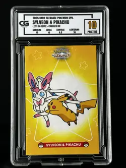 2025 Sylveon Pikachu CG Pristine 10 Card Database Lets Go Eevee CGC PSA Pokemon - Image 1