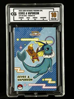2025 EEVEE Vaporeon CG Pristine 10 Card Database Lets Go Eevee CGC PSA Pokemon - Image 1