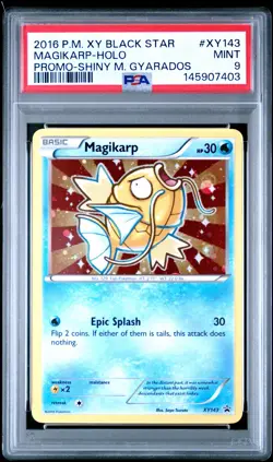 2016 POKEMON XY BLACK STAR PROMO SHINY MEGA GYARADOS #XY143 MAGIKARP-HOLO PSA 9 - Image 1