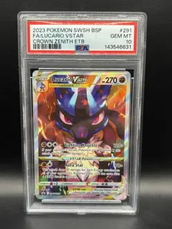 Pokemon TCG Crown Zenith ETB #SWSH291 Lucario VSTAR Promo PSA 10 GEM MT - Image 1