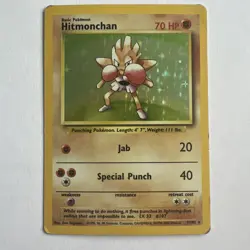 Pokemon Hitmonchan 7/102 Holo 1999-2000 UK 4th Print Base Set HP/DMG - Image 1